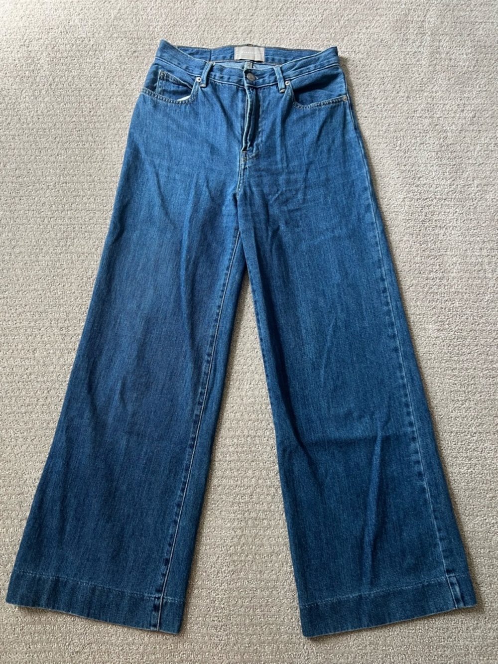 Wide Leg Blue Denim Jeans - Classic High-Rise